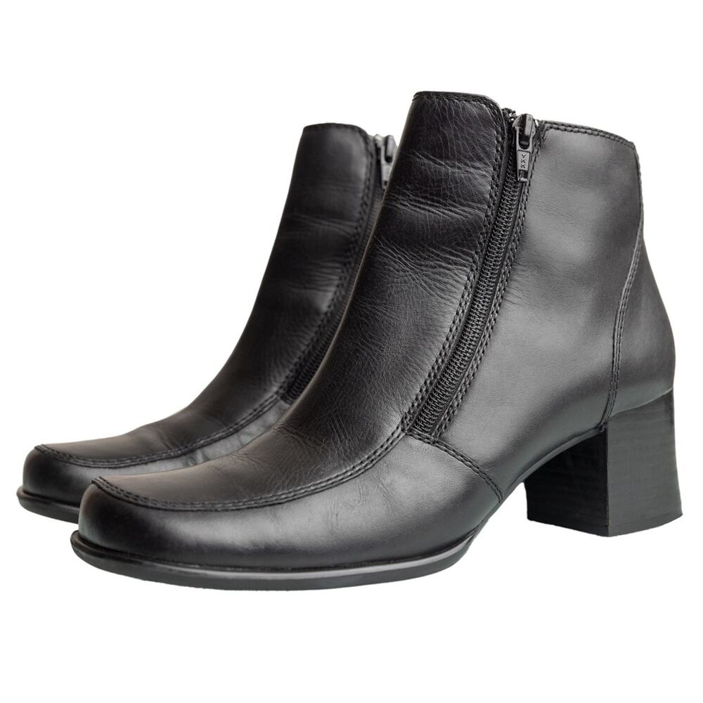Vintage St Johns Bay Black Leather SquareToe Block Heel Classic Ankle Boot Sz 9M